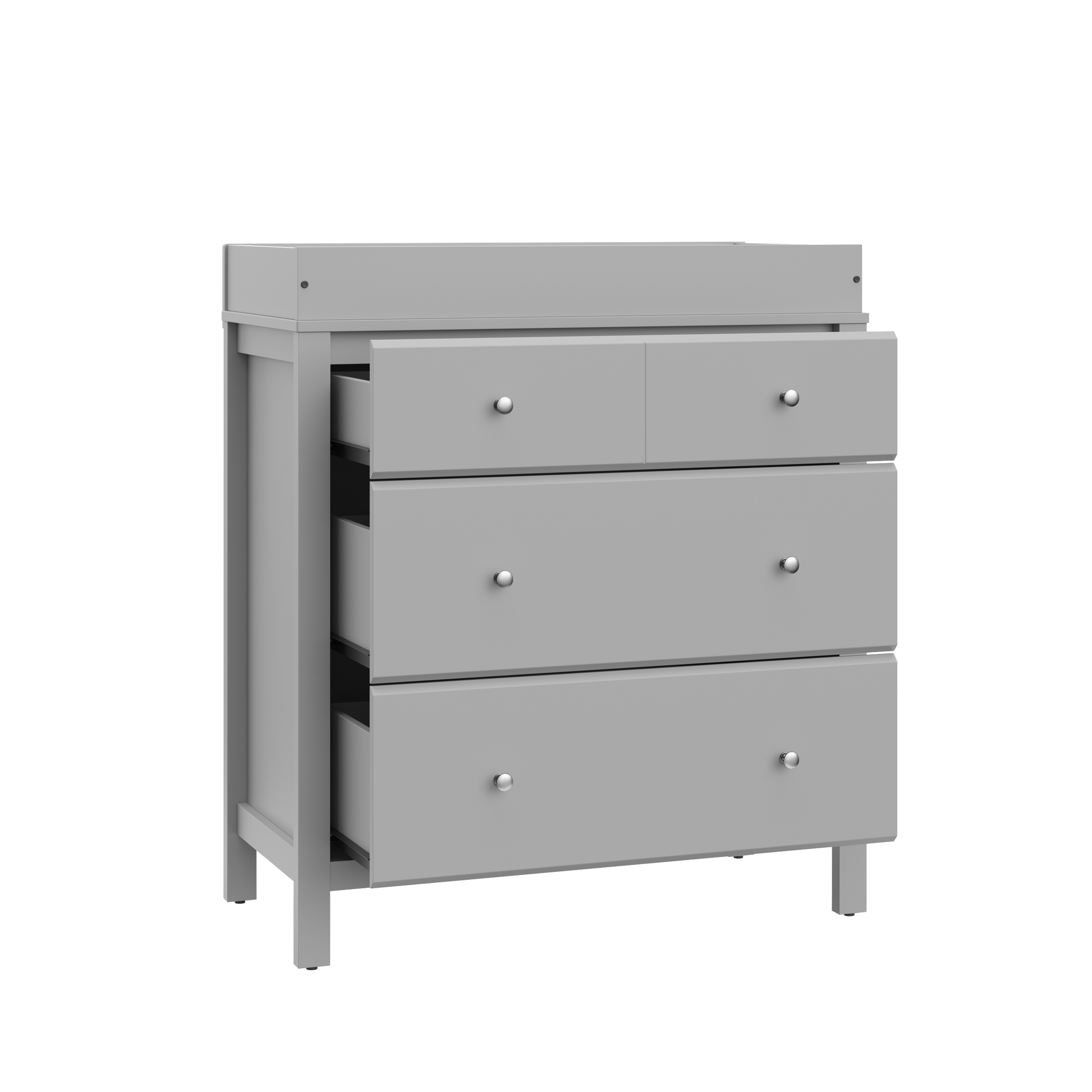 pebble gray  3 drawer chest with 3 open drawers