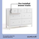 Horizon white with driftwood 6 drawer dresser pre-installed drawer tracks callout