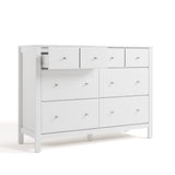 Horizon white 6 drawer dresser with top left drawer open angle view