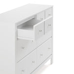 Horizon white 6 drawer dresser with top left drawer open side view
