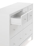 Horizon white 6 drawer dresser with top left drawer open side view