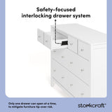 Horizon white with driftwood 6 drawer dresser interlocking drawer system callout