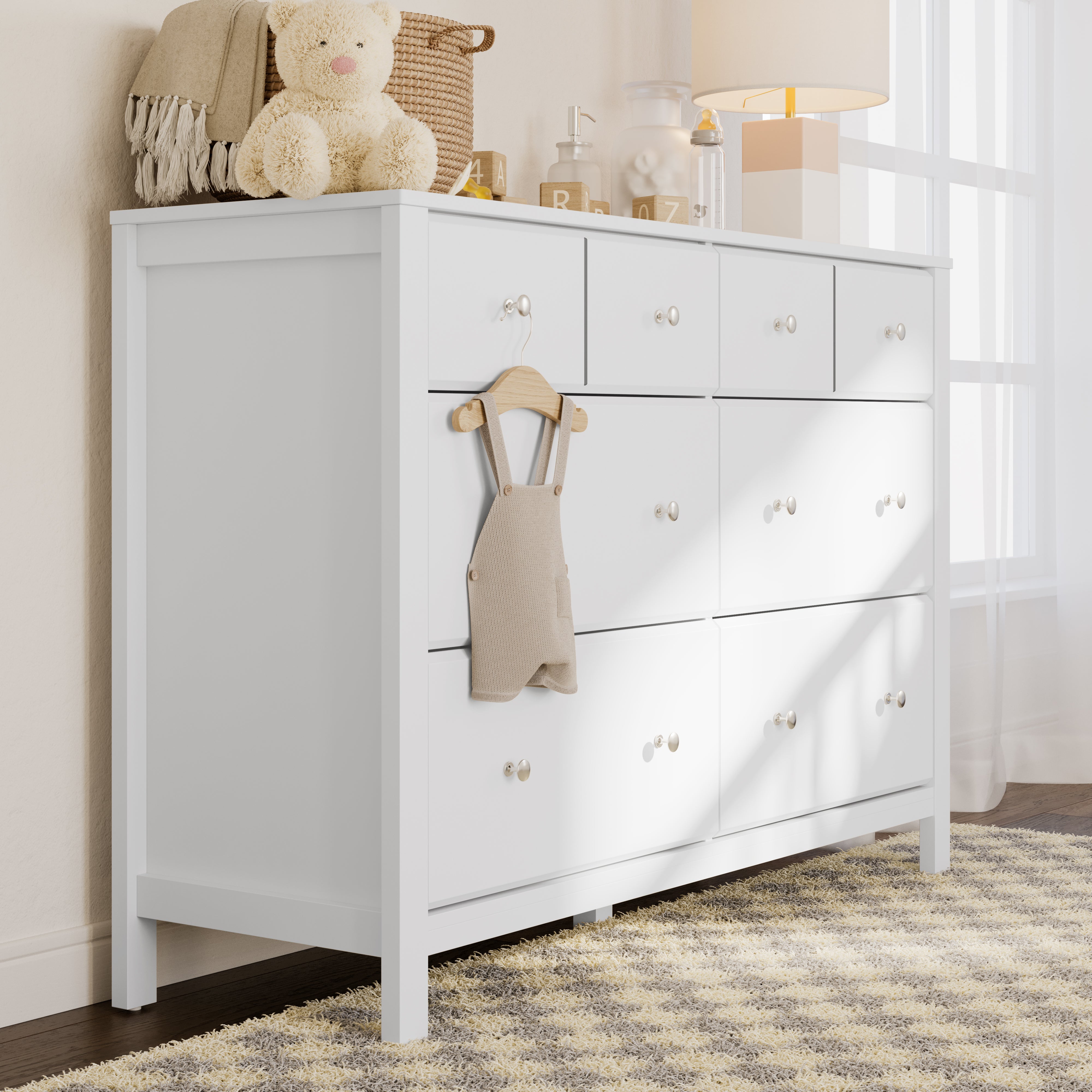 Horizon white 6 drawer dresser in a nursery