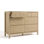 Horizon driftwood 6 drawer dresser with top left drawer open angle view
