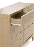 Horizon driftwood 6 drawer dresser with top left drawer open side view