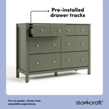 Horizon olive 6 drawer dresser pre-installed drawer tracks callout