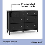 Horizon black 6 drawer dresser pre-installed drawer tracks callout