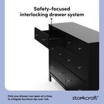 Horizon black 6 drawer dresser interlocking drawer system callout