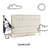 Horizon frosted oat 6 drawer dresser with black doodles overlaid on image