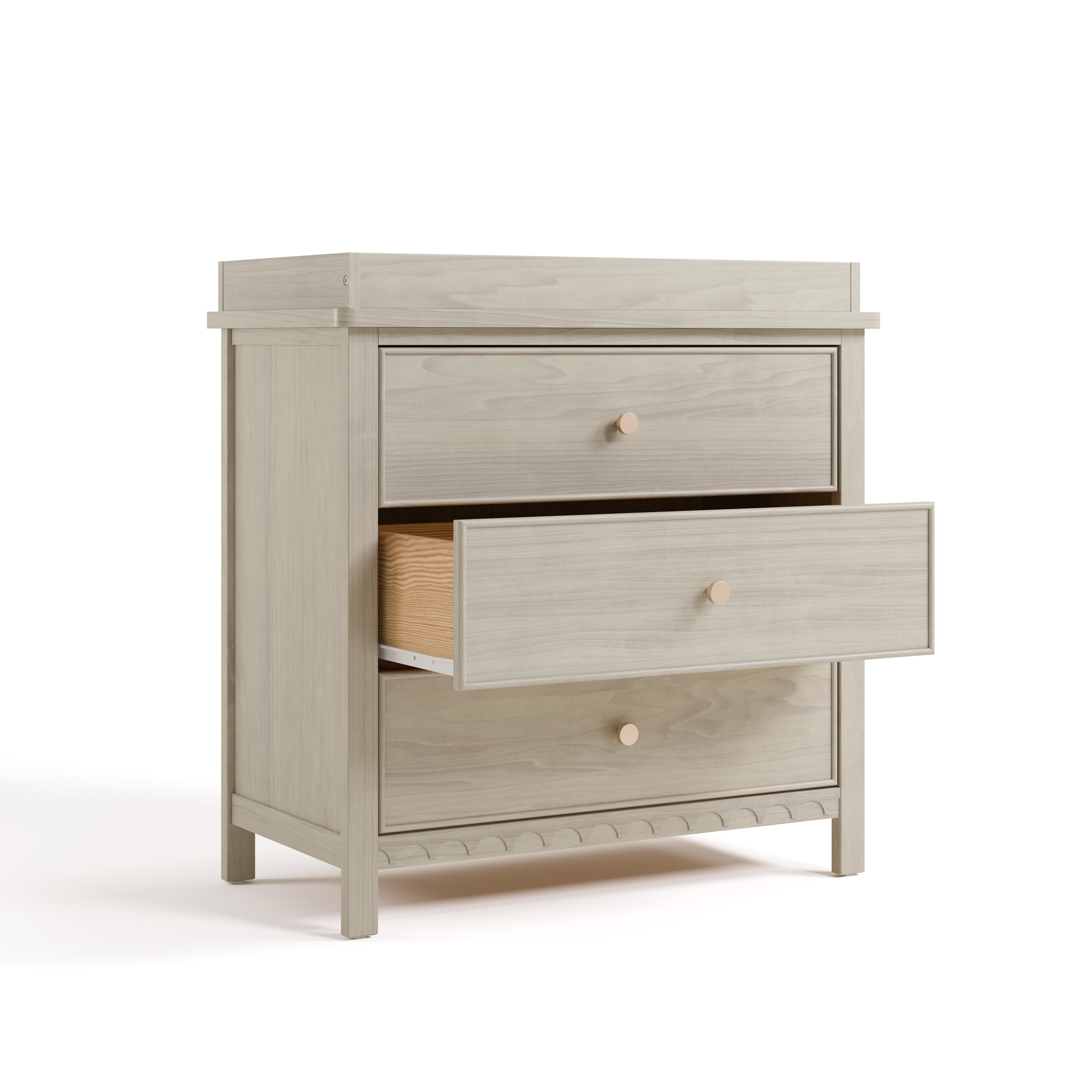 Graco Sasha 3 Drawer Chest with Removable Changing Table Topper in London Fog angled image