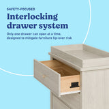 Graco Sasha 3 Drawer Chest with Removable Changing Table Topper in London Fog interlocking drawers Callout image