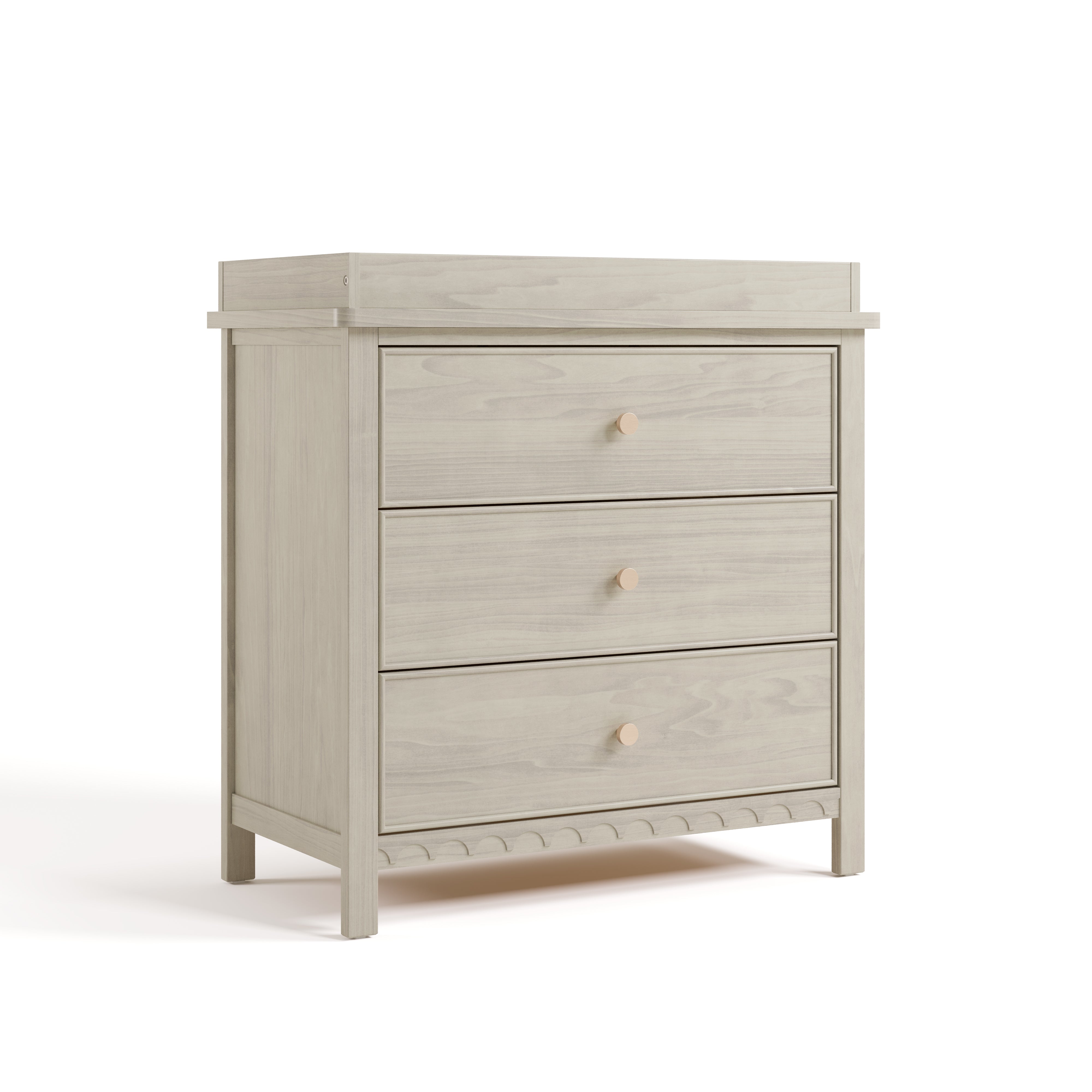 Graco Sasha 3 Drawer Chest with Removable Changing Table Topper in London Fog angled image