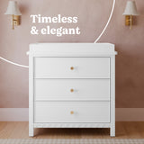Sasha white 3 drawer chest with topper style callout