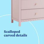 Sasha blush 3 drawer chest with topper scalloped details callout