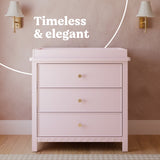 Sasha blush 3 drawer chest with topper style callout