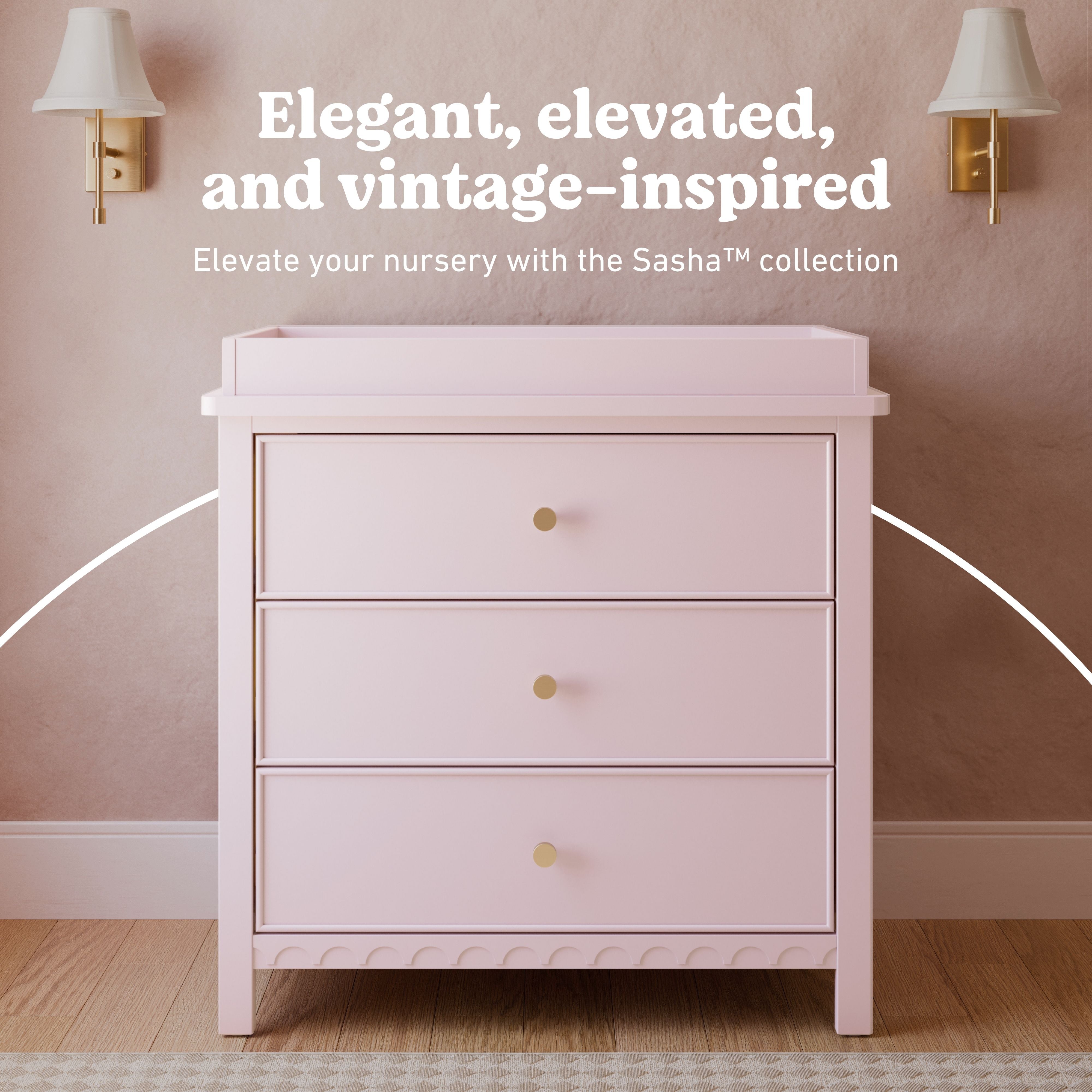Graco Sasha 3 Drawer Chest with Changing Topper in Blush