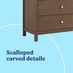 Sasha hazelnut 3 drawer chest with topper scalloped details callout