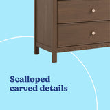 Sasha hazelnut 3 drawer chest with topper scalloped details callout