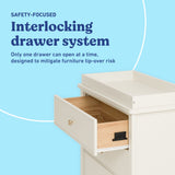 Sasha frosted oat 3 drawer chest with topper interlocking drawers callout