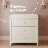 Sasha frosted oat 3 drawer chest with topper style callout