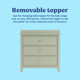 Sasha sage 3 drawer chest with topper removable topper callout