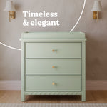 Sasha sage 3 drawer chest with topper style callout