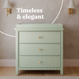 Sasha sage 3 drawer chest with topper style callout