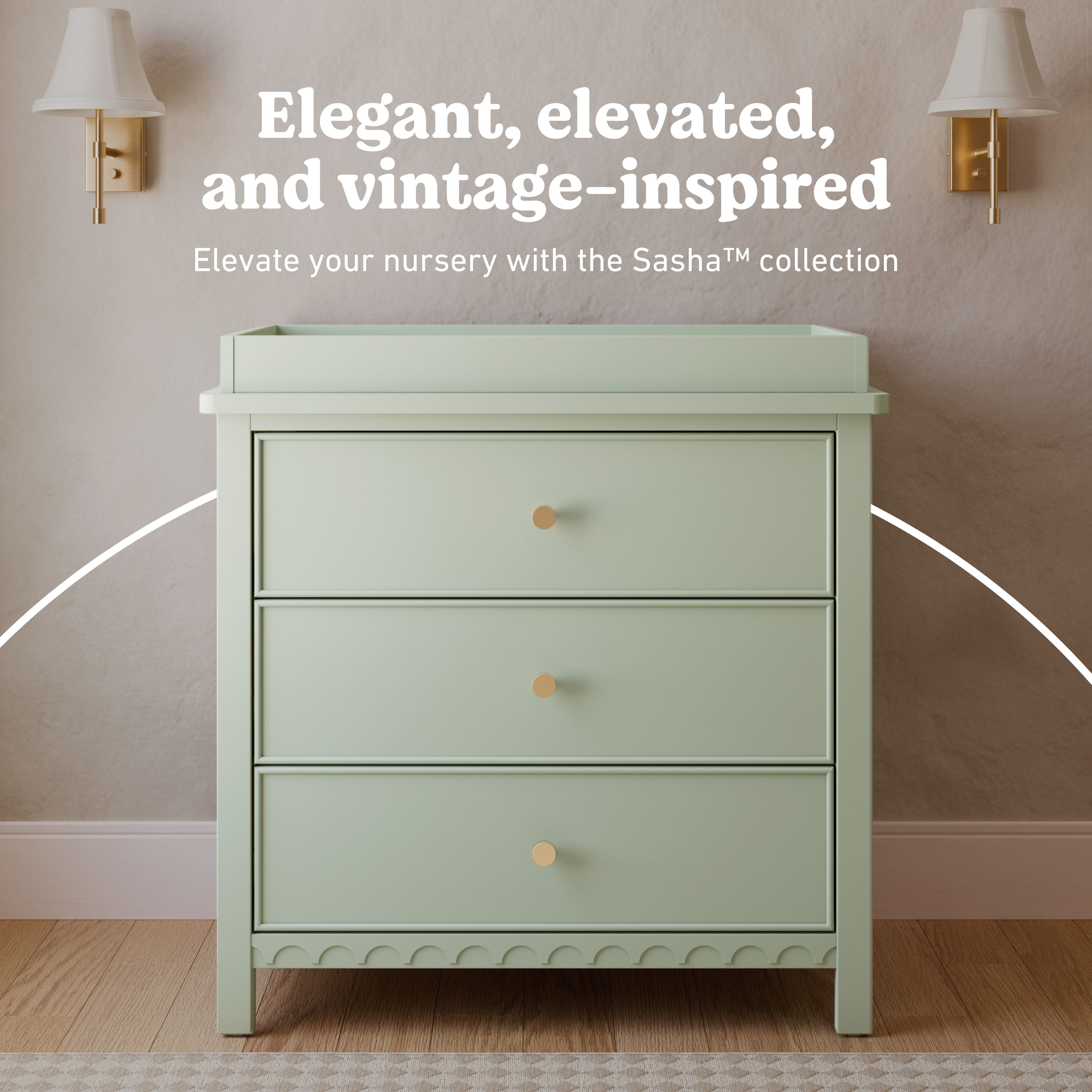 Graco Sasha 3 Drawer Chest with Changing Topper in Sage