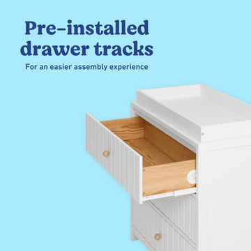 pre assembled baby dresser Teddi® 3 Drawer Chest with Customizable Knobs and Removable Changing Topper Size:36 inch Ruffles Just Brought Back Sommerlook like edges