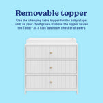Teddi white 3 drawer chest with changing topper removable topper callout