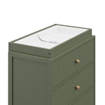 Teddi olive with driftwood knobs 3 drawer chest close up of changing topper