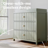 Teddi olive 3 drawer chest with changing topper style callout