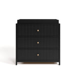 Teddi black with driftwood knobs 3 drawer chest with changing topper front view