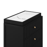 Teddi black with driftwood knobs 3 drawer chest close up of changing topper