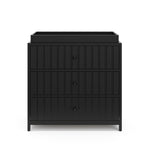 Teddi black with black knobs 3 drawer chest with changing topper front view