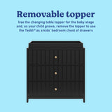 Teddi black 3 drawer chest with changing topper removable topper callout