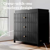 Teddi black 3 drawer chest with changing topper style callout