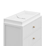 Teddi white with driftwood knobs 3 drawer chest close up of changing topper