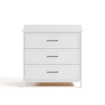 classic white 3 drawer chest with changing topper front view