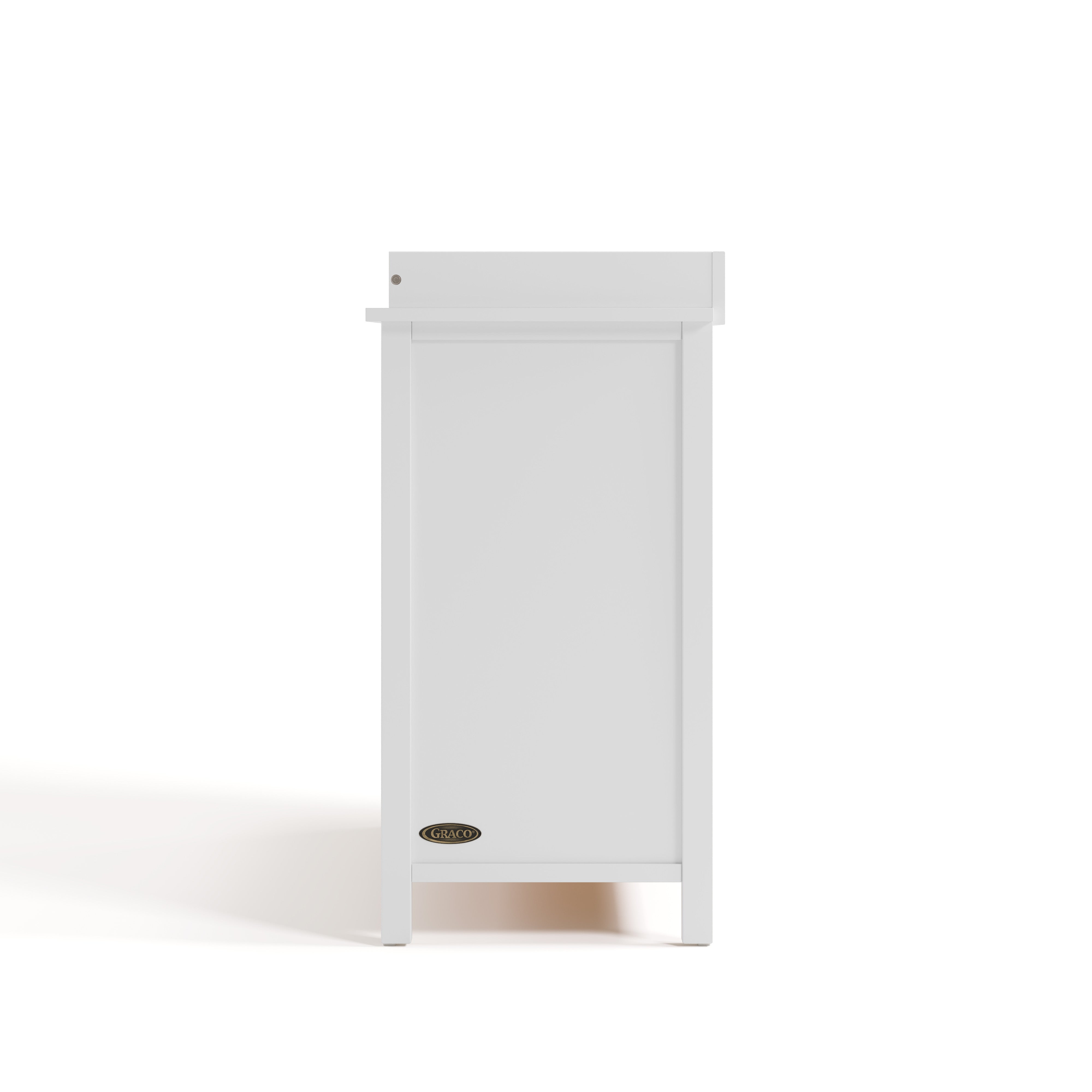 classic white 3 drawer chest with changing topper side view