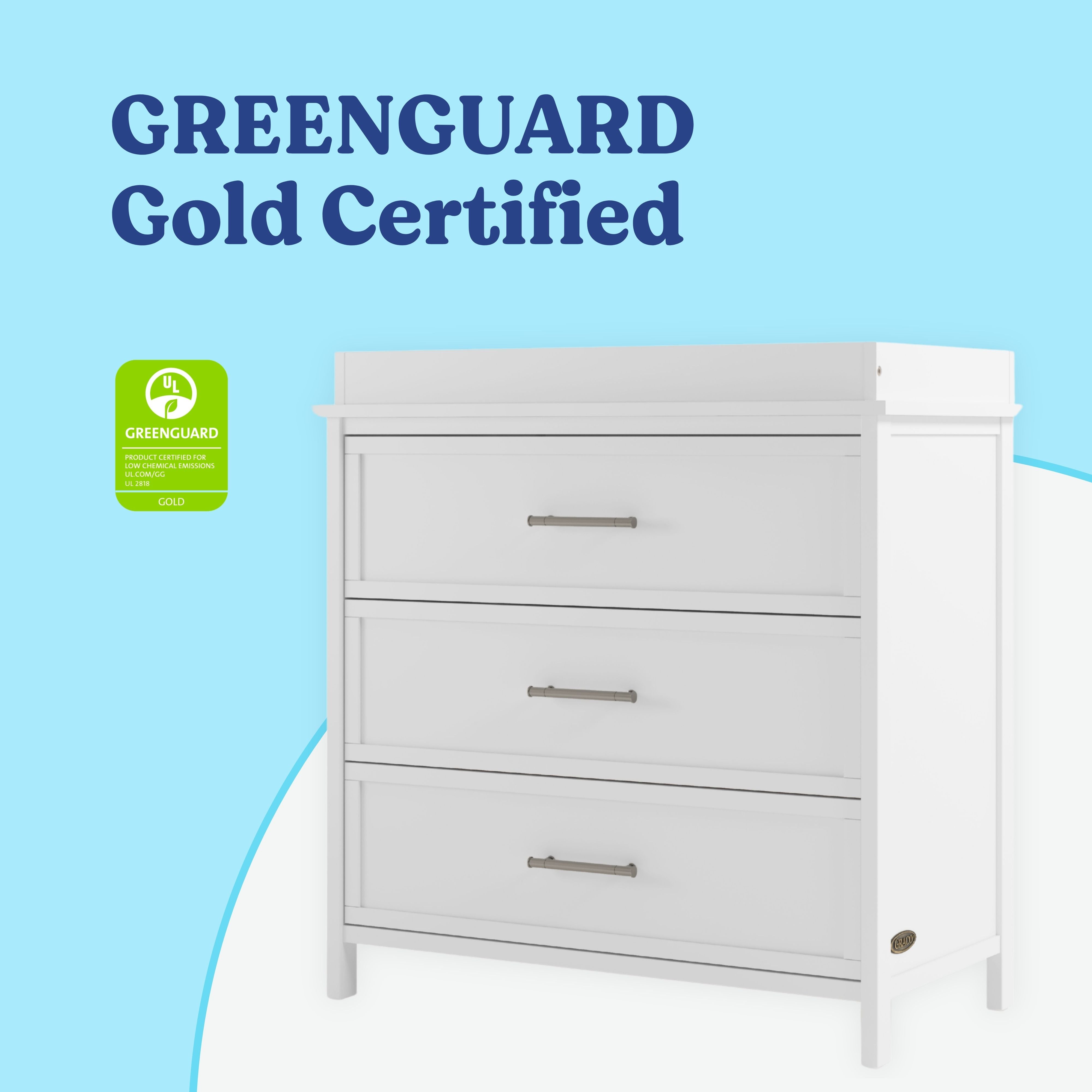 Classic white 3 drawer chest with topper GGG certified callout