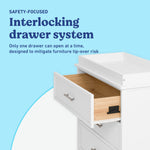 Classic white 3 drawer chest with topper interlocking drawers callout