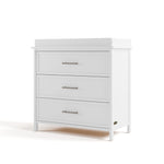 classic white 3 drawer chest with changing topper angle view