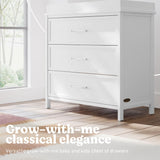 Classic white 3 drawer chest with topper style callout