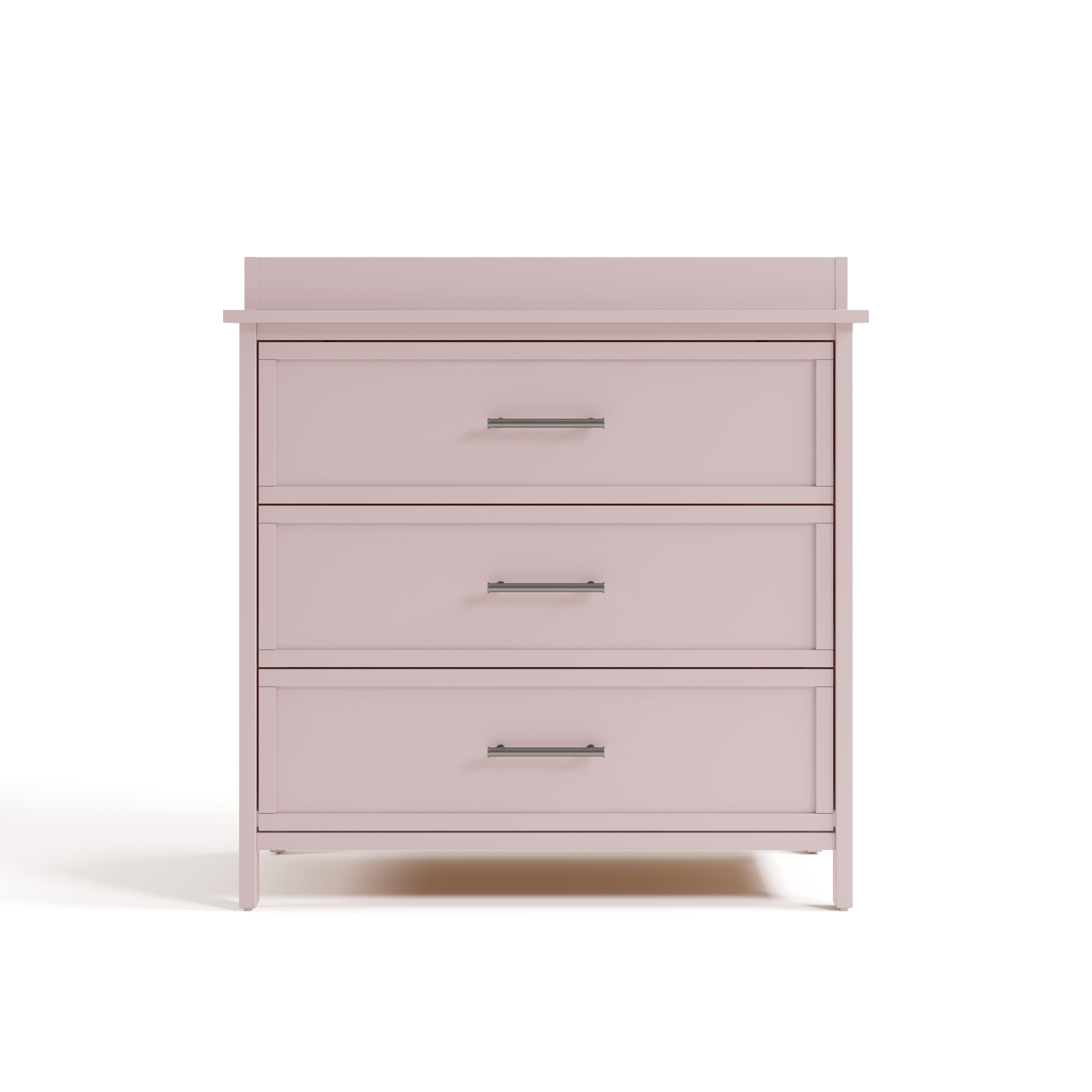 classic blush 3 drawer chest with changing topper front view