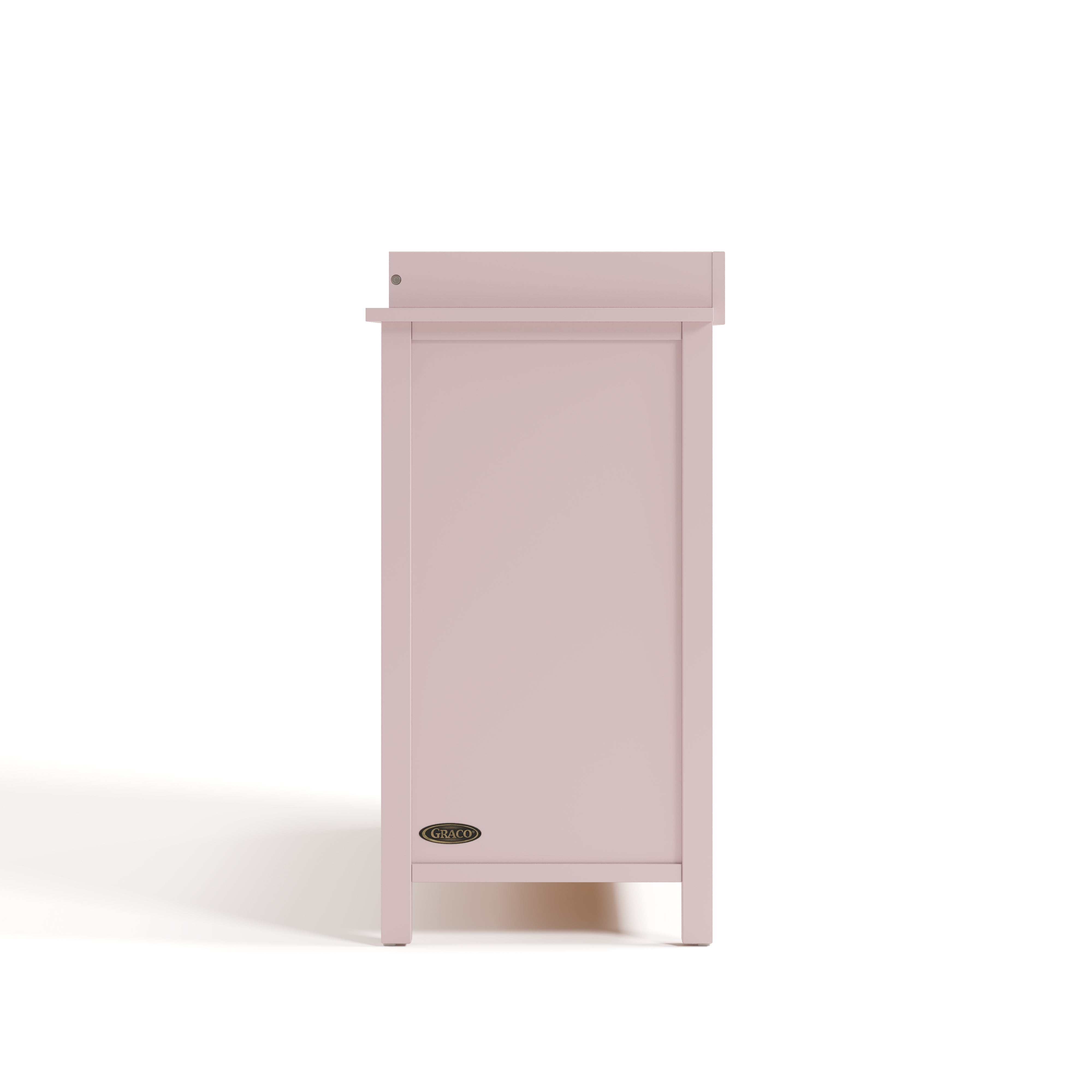 classic blush 3 drawer chest with changing topper side view