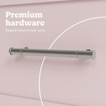 Classic blush 3 drawer chest with topper premium hardware callout