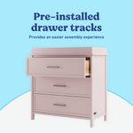 Classic blush 3 drawer chest with topper pre-installed drawer tracks callout