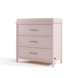 classic blush 3 drawer chest with changing topper angle view