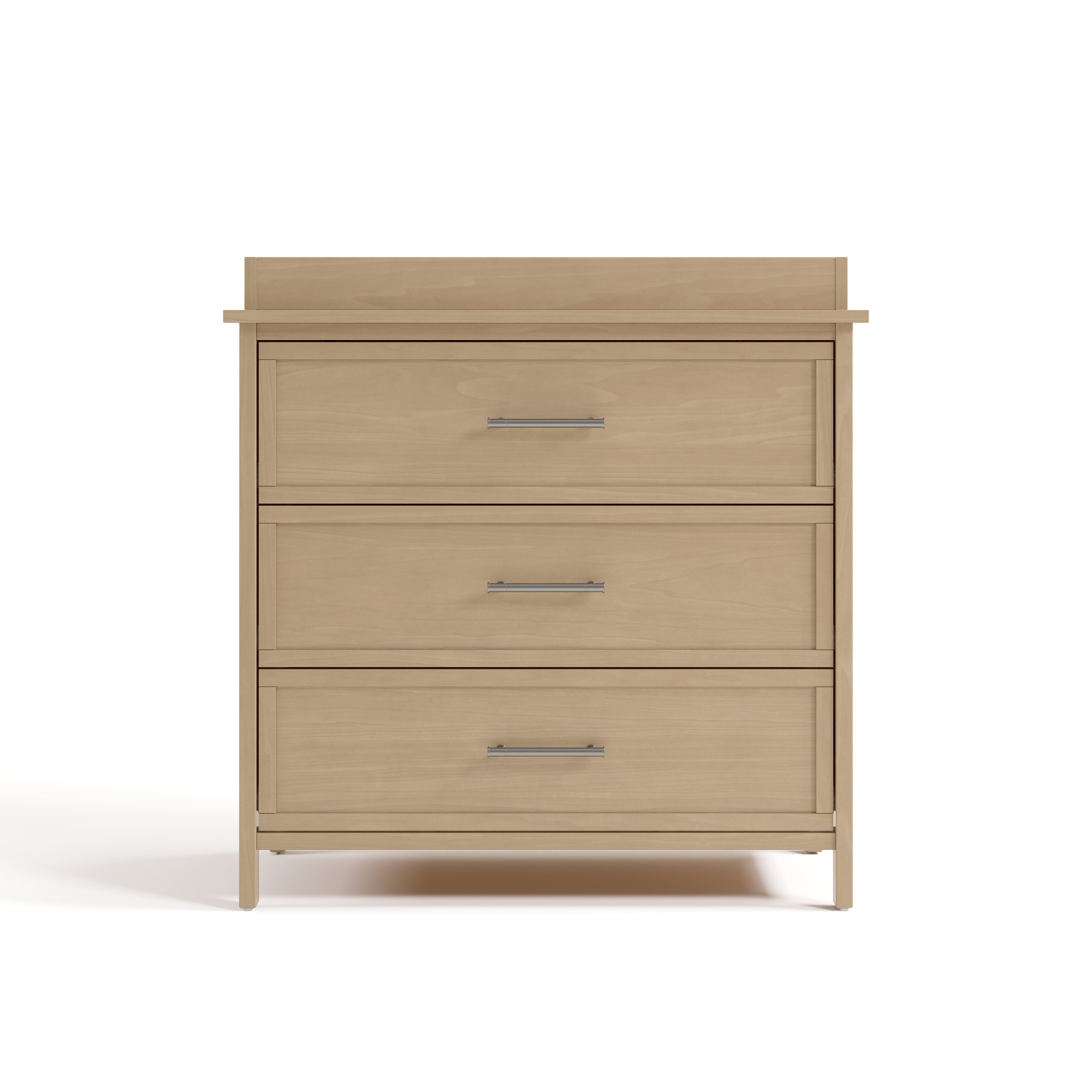 Classic driftwood 3 drawer chest with topper front view
